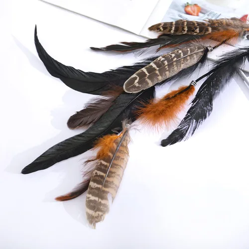 Vista 5 de lureme Diadema de plumas indias accesorios-hecho a mano plumas lazos para el pelo vestido de cabeza vestido tribal pluma tocado (hb000012-7)