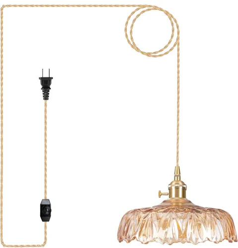 Vista 41 de Luminarias de Lámpara Colgante, Lámpara Colgante con Enchufe de Cristal de 6.6 Pulgadas, Lámpara Colgante de Cristal, Iluminación Colgante E26
