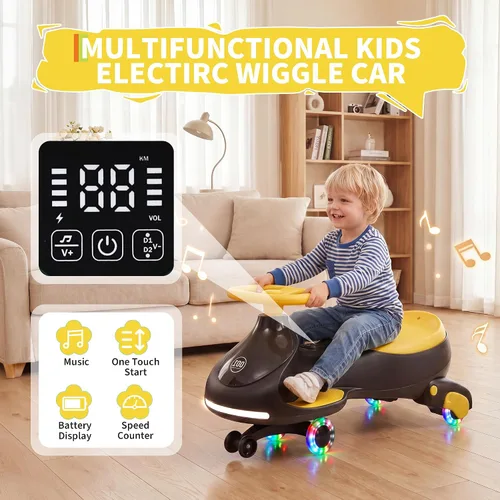 Vista 4 de GarveeLife 12V Electric Wiggle Car with Pedal for Kids, Black