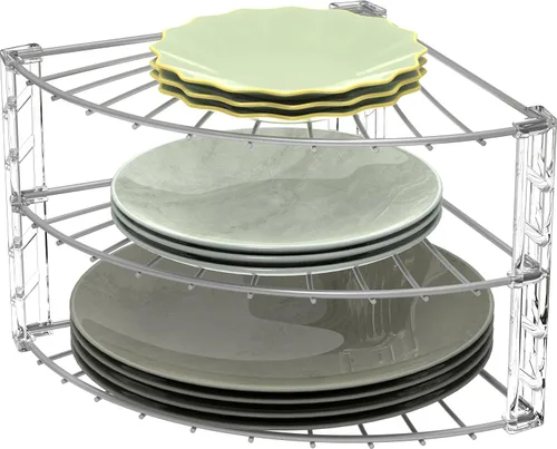 Vista 6 de Simple Houseware - Organizador de estantería esquinera de 3 niveles para encimera, bronce