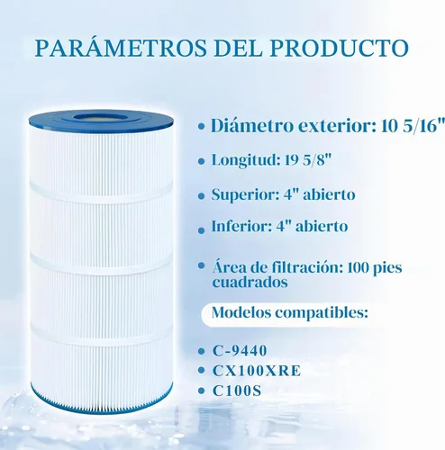 Vista 2 de Filtro de piscina compatible con C100S, CX100XRE, C-9440, SwimClear C100S, PA100S, 1 paquete