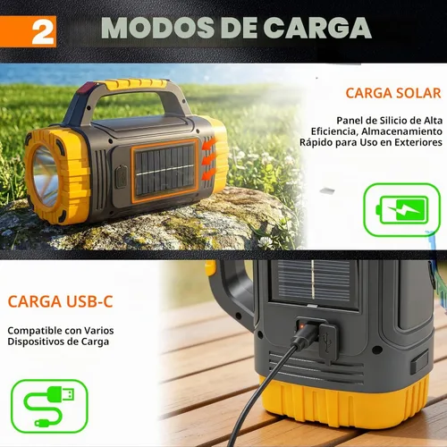 Vista 3 de Linterna solar recargable de 3000 lúmenes, azul, 1 unidad