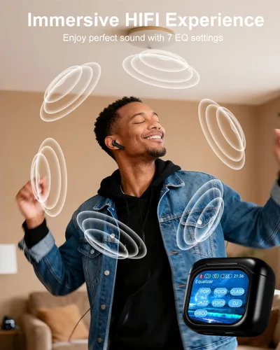 Vista 11 de Auriculares inteligentes con pantalla táctil, auriculares de pantalla táctil, auriculares inalámbricos Bluetooth 5.4, auriculares táctiles