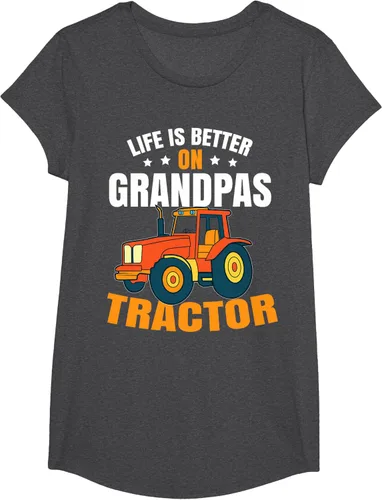 Vista 75 de Life Is Better On Grandpas Tractor Kids Farm Tractor Boy Camiseta, Negro