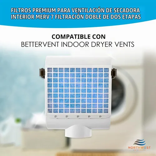 Vista 2 de Filtro de repuesto para secadora - Compatible con sistemas de ventilación de secadora Better Vent para interiores - Filtros de secadora