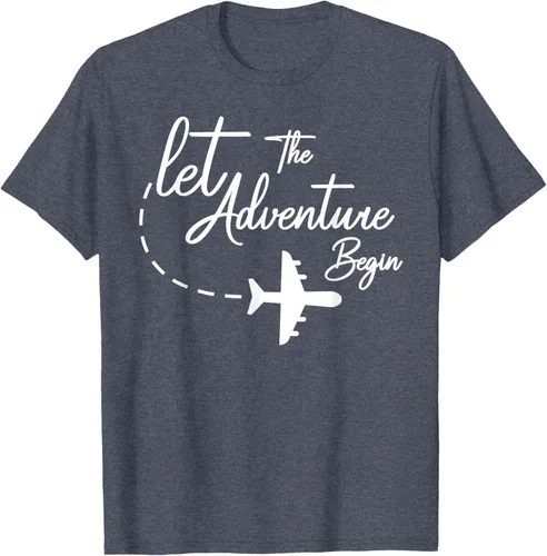 Vista 100 de Let The Adventure Begin - Camiseta inspiradora en modo de viaje en avión, Negro, S