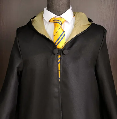 Vista 5 de YAQIZENG Batas de mago, capa de mago, uniforme escolar, Halloween, Navidad, carnaval, cosplay, disfraz para adultos y adolescentes, capa con capucha