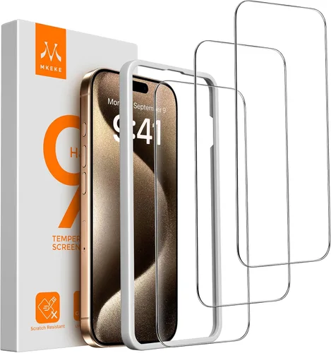 Vista 8 de Mkeke Protector de pantalla para iPhone Air, paquete de 3 unidades de vidrio templado [dureza 9H] [protección contra caídas de grado militar]