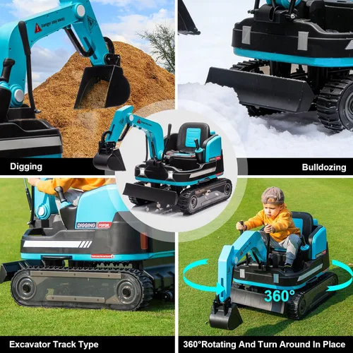 Vista 2 de JOYLDIAS Excavadora y excavadora giratoria de 360 grados, 12V12AH, retroexcavadora de juguete con ruedas de diseño de pista para todo terreno