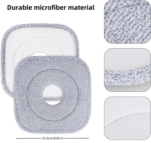 Vista 9 de True & Tidy Paquete de 2 almohadillas de microfibra extra gruesas de 9 pulgadas para mopa SPIN-800 TrueClean y cubo cuadrado, compatible con M16