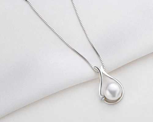 Vista 4 de Pearl Necklaces for Women, Freshwater Cultured Single White Pearl Pendant with 925 Sterling Silver Chain Pearl Jewelry Gifts for Mom Wife Her