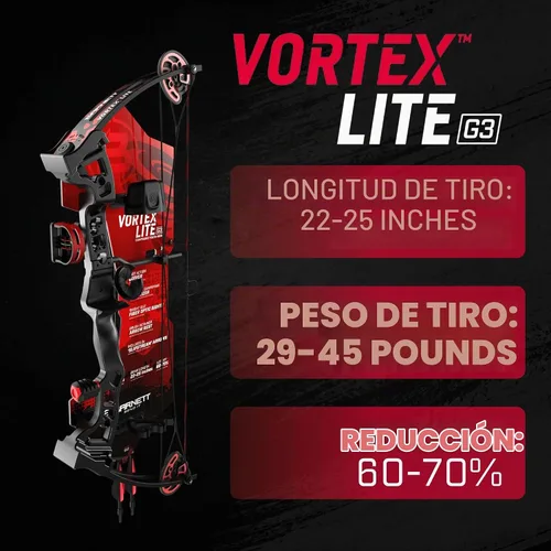 Vista 3 de Barnett Vortex Lite Youth Bow - 22-25in Draw Length, 18-29lb Hunting Compound Bow, Adjustable 60-70% Let Off, 3 Pin Fiber Optic Sight, Brush