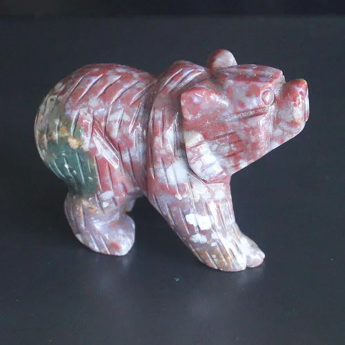 Vista 2 de HLbshi - Figura de oso de cristal tallada (ágata oceánica)