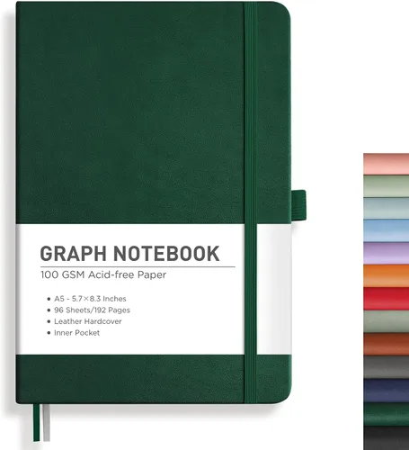 Vista 26 de RETTACY Cuaderno de diario con puntos y viñetas, 192 páginas, tamaño mediano A5 (5.7" x 8.3"), tapa dura de cuero, papel grueso de 100 gsm
