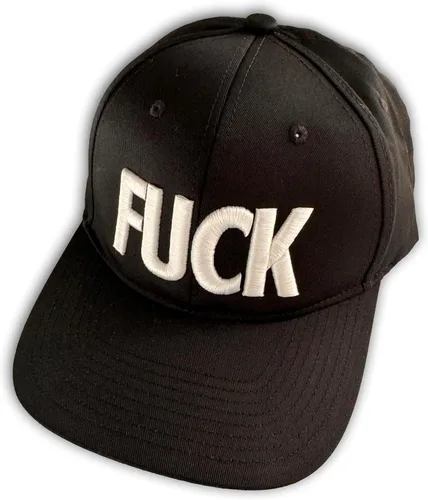 Vista 3 de Fuck Gorra De Béisbol El Snapback Estructurado Negro Con Blanco 3D Puff Bordado, Negro