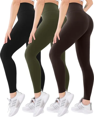 Vista 48 de Blisset - Paquete de 3 leggings de cintura alta para mujer con bolsillos, pantalones suaves y activos para control de abdomen, ideales para yoga