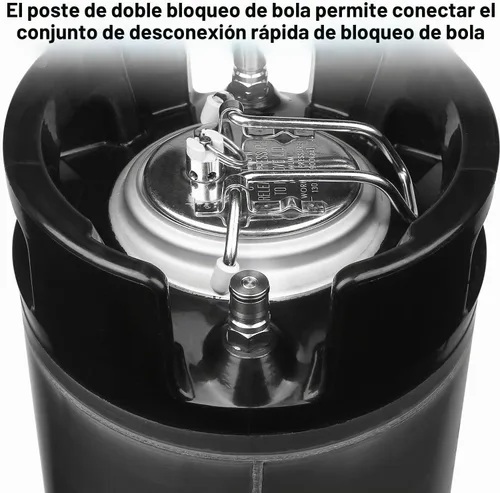 Vista 4 de TMCRAFT Nuevo barril de bloqueo de bola de acero inoxidable de 3 galones Aprobado por NSF, válvula de liberación, base de goma portátil para un