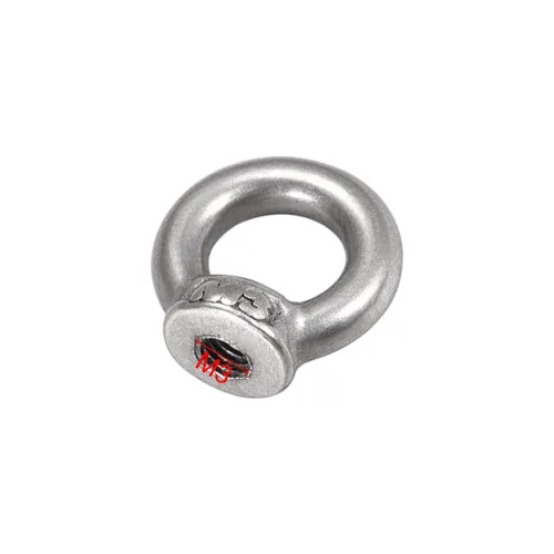 Vista 2 de uxcell Tuerca de ojo de elevación M3 rosca hembra 304 acero inoxidable forma redonda para montaje de cuerda, paquete de 10