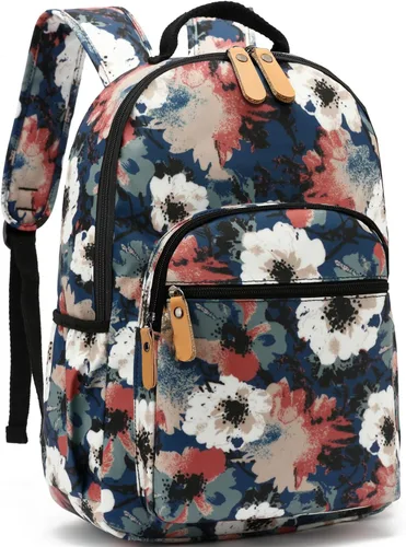 Vista 97 de Leaper Mochila para laptop para mujer: linda mochila floral para escuela, universidad, viajes, trabajo, mochila ligera para niños, Negro margarita