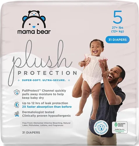 Vista 16 de Marca Amazon – Mama Bear - Pañales de protección de felpa, talla 1, suministro para un mes, pañales desechables para bebé, hipoalergénicos de alta