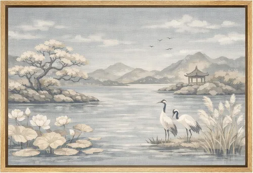 Vista 33 de SIGNWIN Lienzo enmarcado para pared, diseño de planta de bosque de montaña verde pastel, naturaleza, ilustraciones de área silvestre, arte moderno