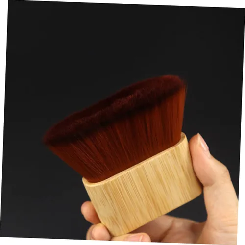 Vista 6 de FOMIYES Cepillo de cerdas flexibles, plumero de pelo para peluqueros peluquero, cepillo de depilación, plumero de cuello, mango de bambú