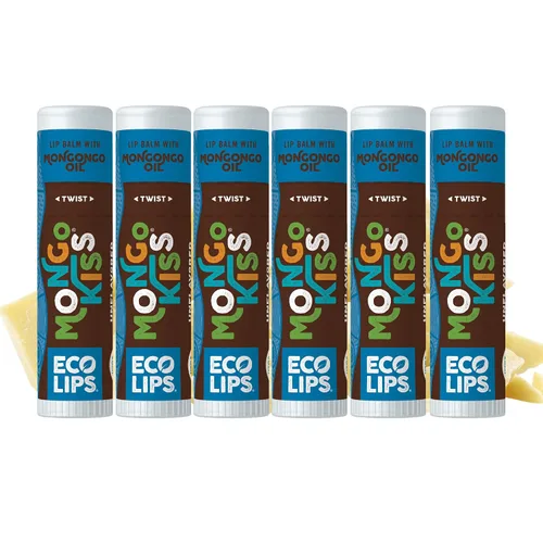 Vista 10 de Eco Lips - Bálsamo labial Mongo Kiss - Paquete de 6 (6 tubos) por Eco Lips 100% orgánica cera de abeja y manteca de cacao para el cuidado