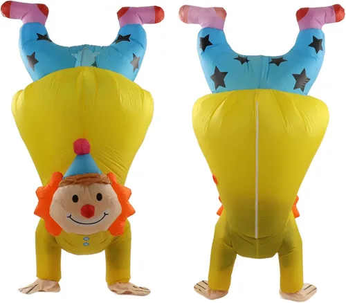 Vista 2 de TOPINCN Disfraz inflable para adulto, disfraz de fiesta de payaso, disfraz inflable de payaso al revés, disfraz de cosplay, overol de fantasía