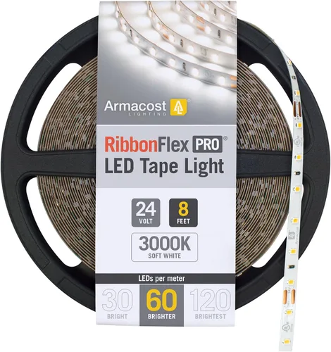 Vista 34 de Armacost Lighting RibbonFlex Pro 136230 - Tira de luces LED blancas de 24 V, 120 LED/m, 2700K, 16.4 pies