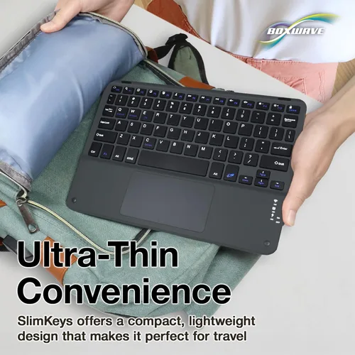 Vista 6 de BoxWave Teclado compatible con la tableta Chuwi Hi10, teclado Bluetooth SlimKeys con trackpad, panel táctil delgado portátil, color negro azabache