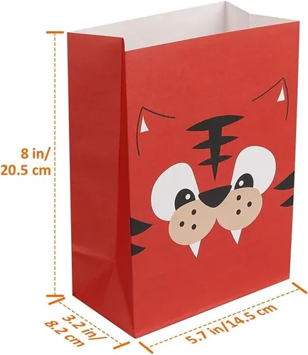 Vista 3 de Mocoosy Paquete de 24 bolsas de recuerdo de fiesta de animales, bolsas de regalo para cumpleaños de niños, pequeñas bolsas de regalo de papel a
