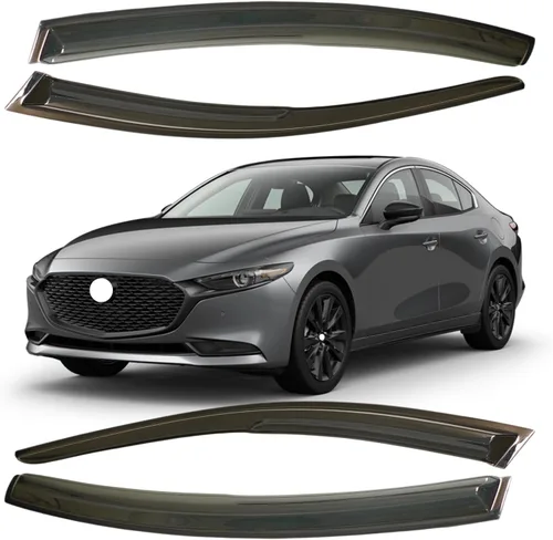 Vista 109 de Viseras para ventanas para Mazda 3 Sedán 4 puertas 2004 2005 2006 2007 2008 2009 estilo JDM Mugen, deflector de viento, protector solar y de lluvia