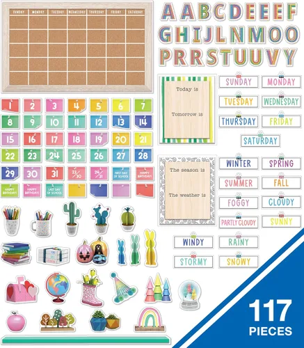 Vista 2 de Carson Dellosa Creatively Inspired - Juego de 118 piezas para calendario de aula, cabeceras mensuales, cumpleaños, cubiertas de números, estaciones
