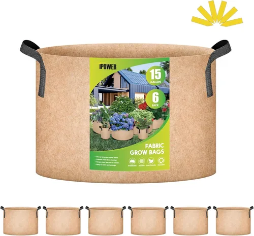 Vista 20 de iPower Paquete de 12 bolsas de cultivo de 1 galón, macetas de tela no tejida de aireación gruesa resistente con asas de nailon y 12 etiquetas