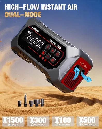 Vista 4 de GOOLOO A7 Arrancador de salto con compresor de aire, caja de salto de 6000 A y 160 PSI Gris