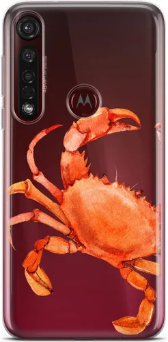Vista 4 de Mertak Funda para teléfono compatible con Motorola Edge + Moto G9 G8 Plus G7 Play Power Z4 diseño Sea Red TPU Flexible Silicona Delgada Animal Crab