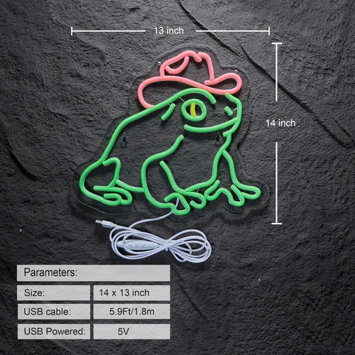 Vista 2 de Señal de neón de sombrero de vaquero, luz LED, decoración de pared, regulable, alimentada por USB, letreros de neón de vaquero (verde + rosa)