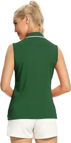 Vista 4 de Camisetas tipo polo para mujer, sin mangas, para golf, tenis, UPF 50+, ligeras