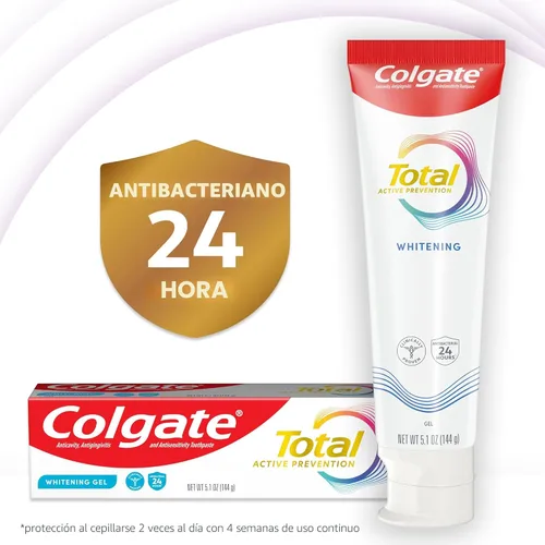 Vista 5 de Colgate Total Active Prevention - Pasta de dientes en gel blanqueador con flúor, a granel con fórmula clínicamente probada que combate las bacterias