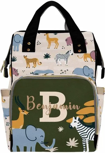 Vista 7 de Mochilas personalizadas con nombre personalizado para bebé, bolsa de pañales con monograma con bolsillos térmicos para adultos y niños, impermeable