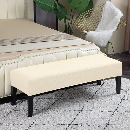 Vista 2 de Lebaley Funda Impermeable para Banco de Comedor Elástica Rectangular Protector de Asiento de Banco Funda Deslizable Extraíble Lavable Fundas