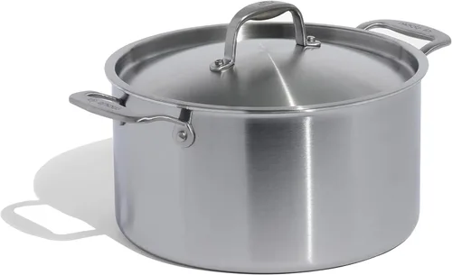 Vista 11 de Made In Cookware - 8 Quart Stainless Steel Stock Pot With Lid (Antique Brass Handle) - 5 Ply Stainless Clad - Professional Cookware - Crafted in