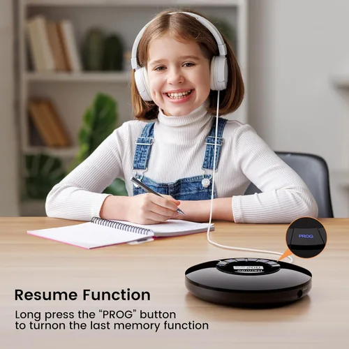 Vista 7 de Reproductor de CD portátil con auriculares, reproductor de CD recargable Hernido para automóvil, Walkman de CD compacto con 5 sonidos