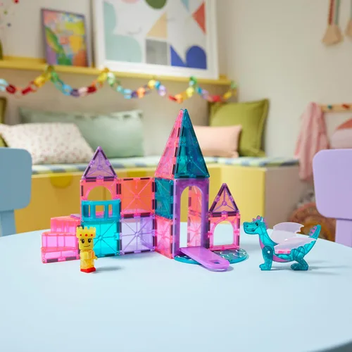 Vista 3 de Magna-Tiles Castle - Juego de construcción magnética de 25 piezas, la marca original de construcción magnética