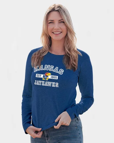 Vista 13 de Blue 84 NCAA - Camiseta de manga larga con licencia oficial de la NCAA para mujer, color del equipo atlético
