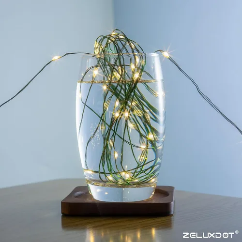 Vista 2 de Guirnalda de luces enchufables, 66 pies 200 LEDs luces LED de cadena impermeables, 8 modos de luz parpadeante con control remoto para exteriores