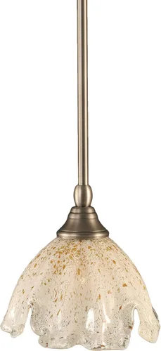 Vista 116 de Toltec Lighting Tallo Colgado Mini colgante, acabado de cobre negro, 3.5" cuadrado humo burbuja vidrio
