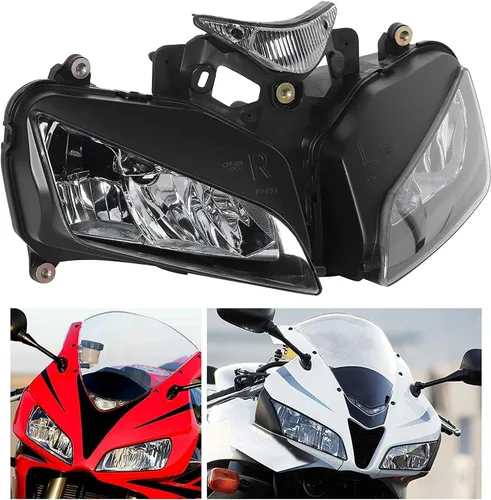 Vista 6 de Ensamble de lámpara de faro delantero para motocicleta compatible con Yamaha YZF600 R6 2006 2007 06 07 YZF-R6 Faro frontal transparente para moto