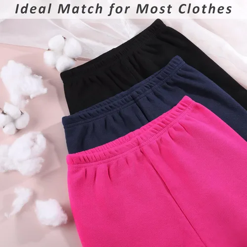 Vista 7 de TODDOR Paquete de 3 leggings de invierno con forro polar para niñas, elásticos, pantalones de terciopelo sólido, mallas cálidas y suaves para niños
