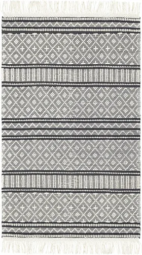 Vista 9 de Hauteloom Leon - Alfombra marroquí bohemia de lana para sala de estar y dormitorio, alfombra bohemia hecha a mano con enrejado, color negro, blanco